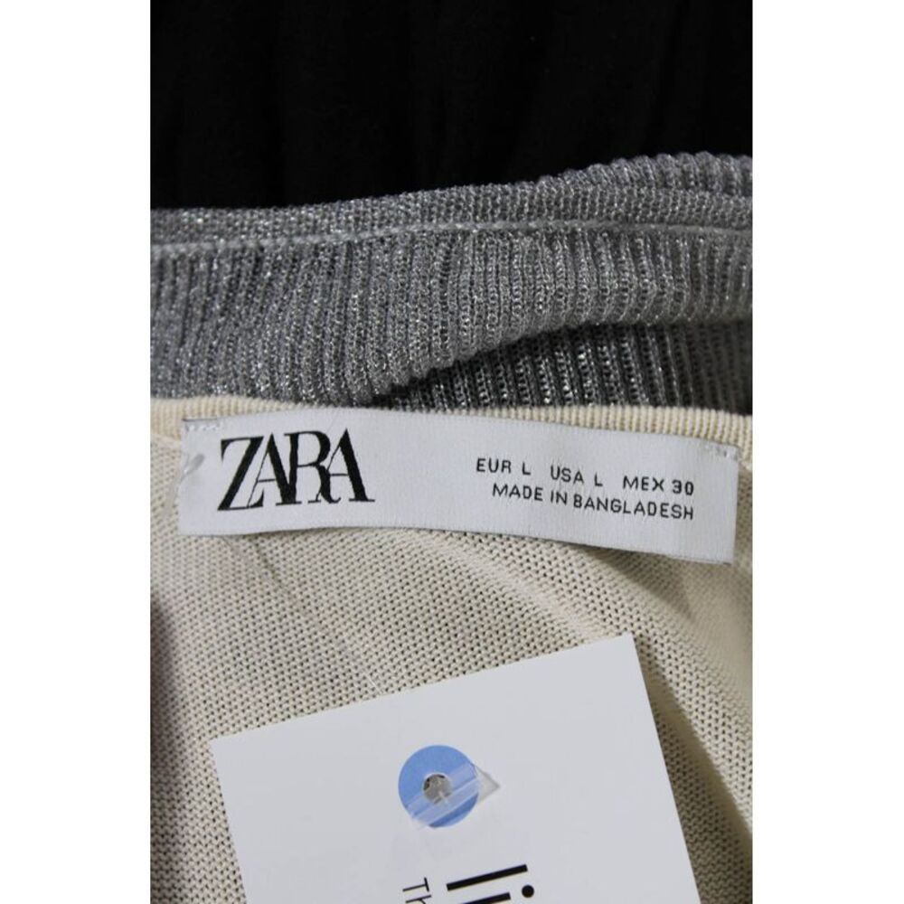 Zara Womens Scoop Neck Sleeveless Metallic Maxi Dress Gray Size L - Picture 6 of 6